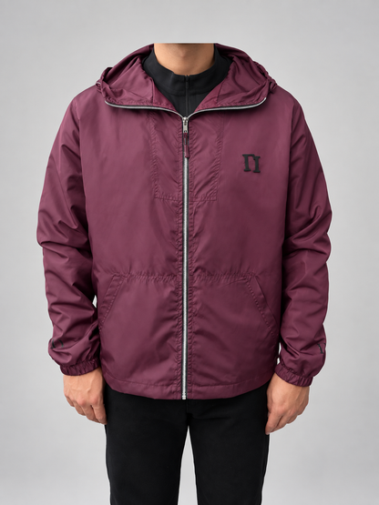 burgundy windbreaker