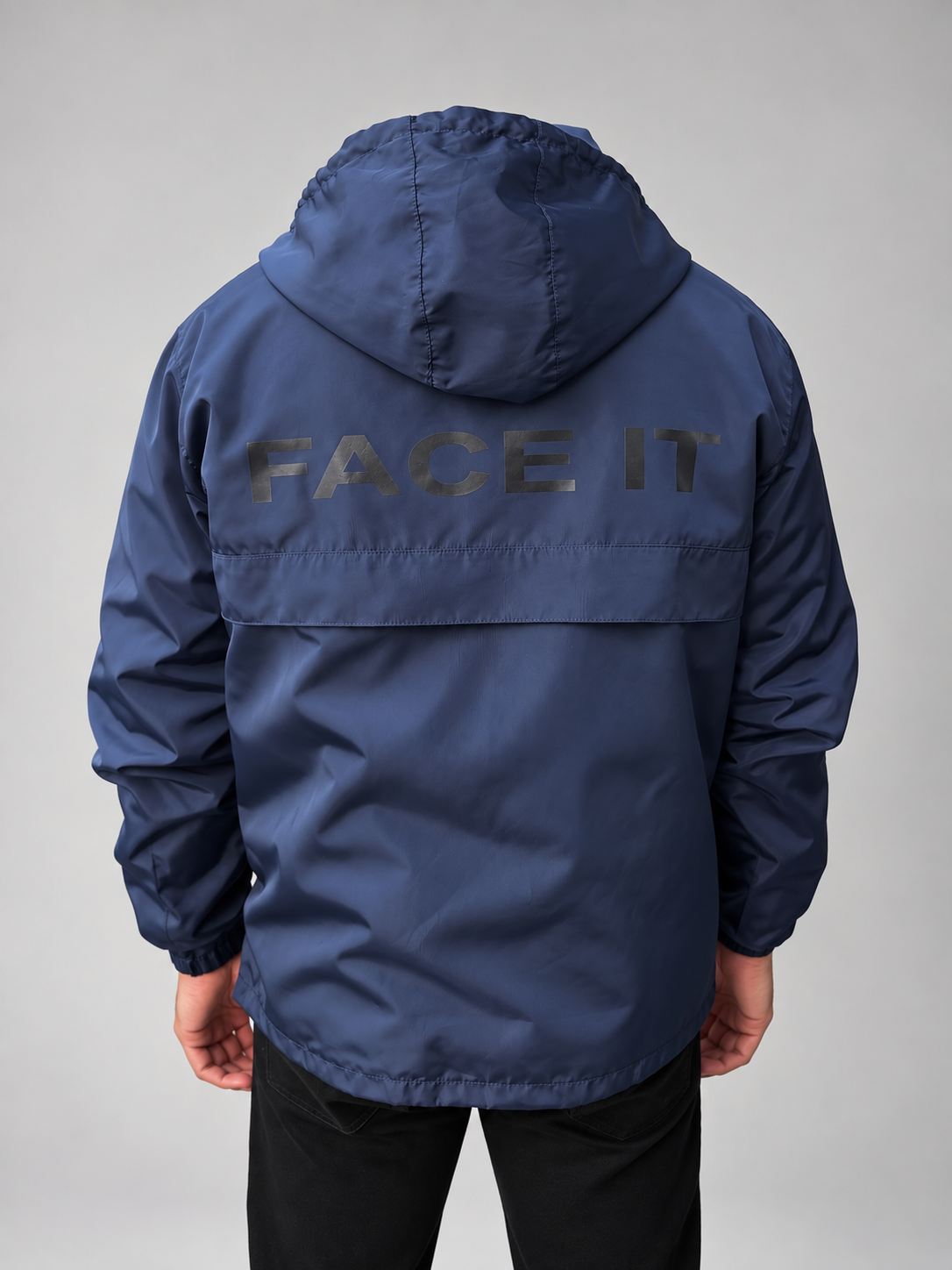 Navy blue windbreaker