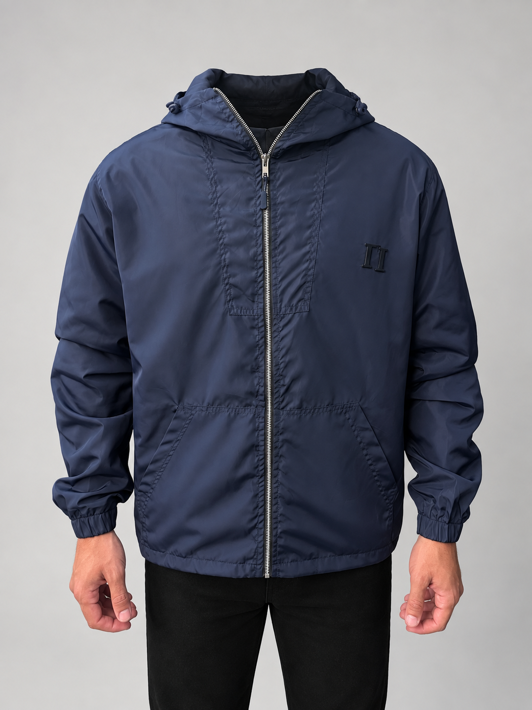 Navy blue windbreaker